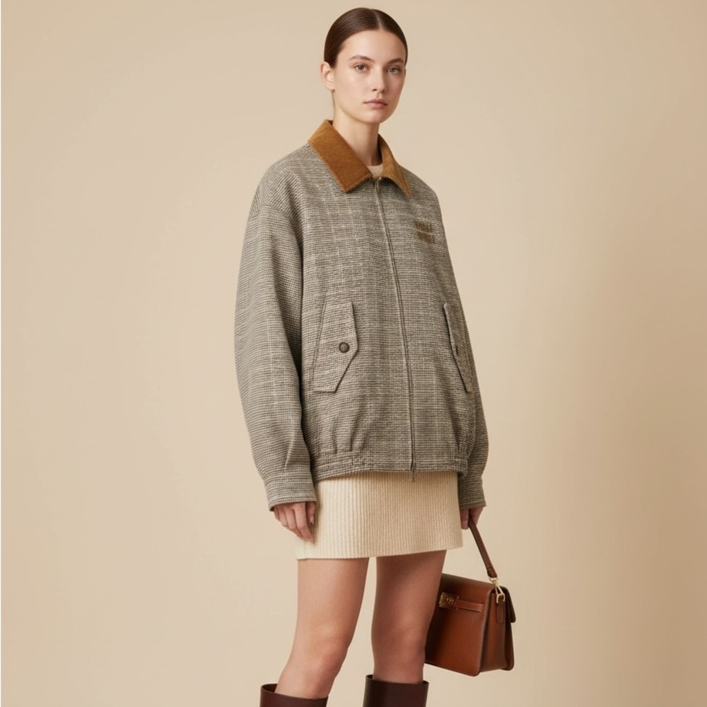 Miu Miu Checked double weave blouson jacket It36 - Picture 9 of 10